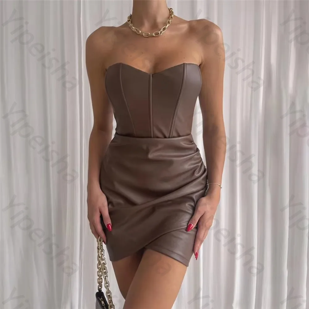 Abiti da cocktail sexy senza spalline personalizzati senza schienale Abito elegante senza maniche da celebrità Abiti da ballo squisiti di alta qualità