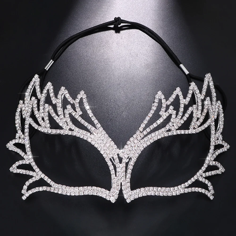 Exaggerated Rhinestone Sexy Mask Handmade Women Festival Face Accessories Crystal Prom Party Mask Masquerade Jewelry Gifts