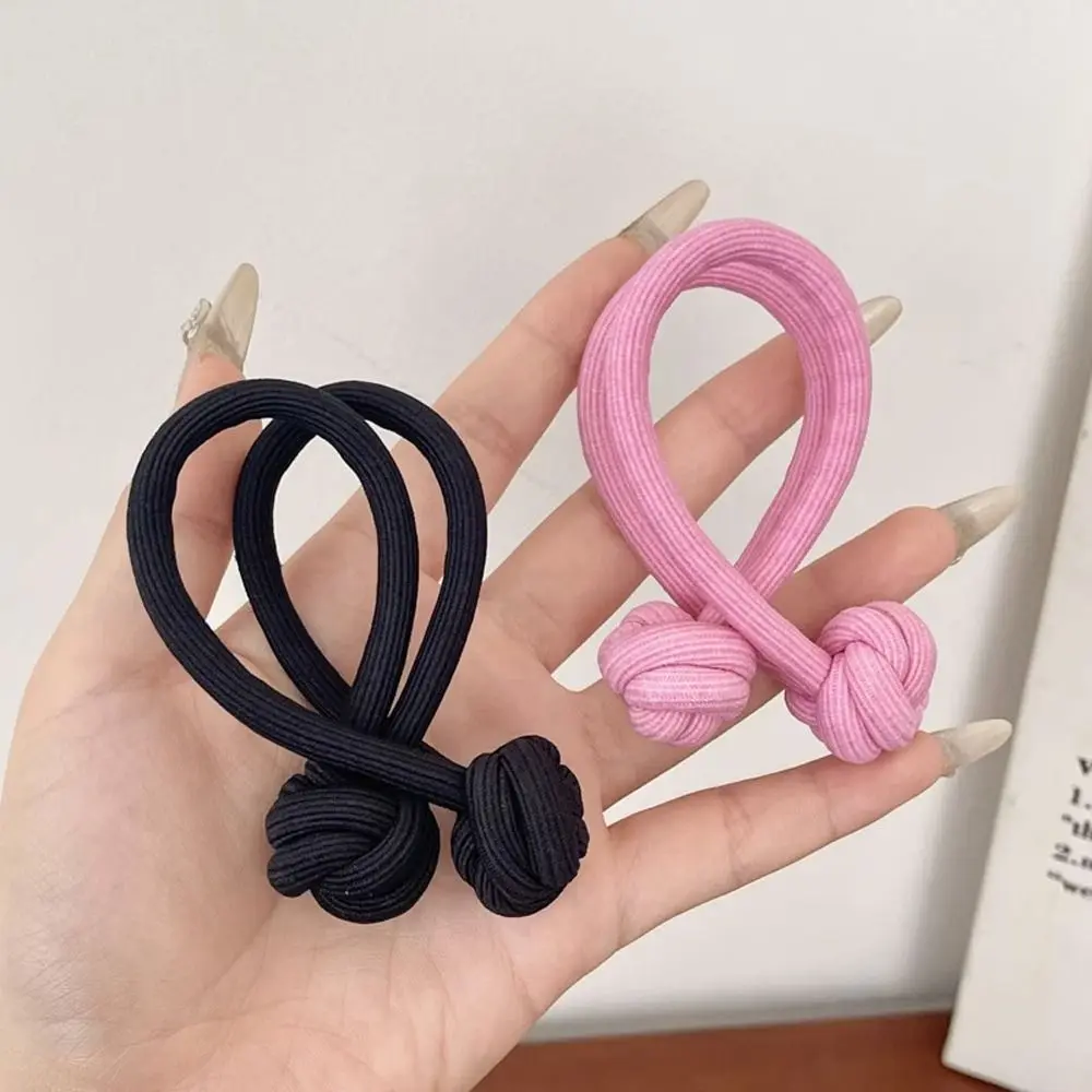 Sweet Solid Color Chinese Knot Hair Rope Elastic Rubber Elastic Hair Ring Dopamine Style Ins Korean Rubber Band Hanfu