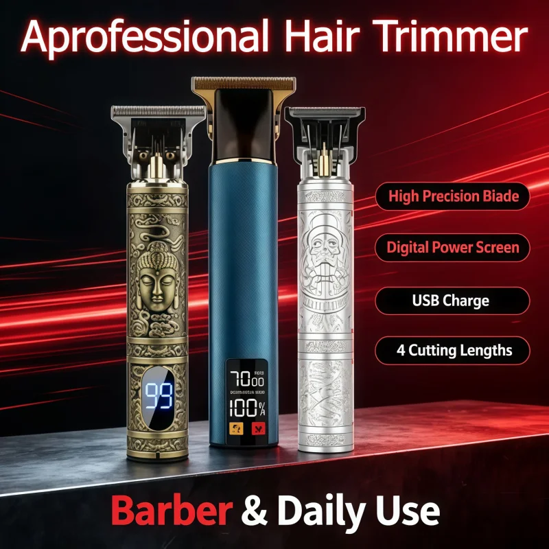 Bestseller Vintage Electric Hair Clipper USB Rechargeable Cordless Hair Trimmer Men Beard Barber Cutting Machine For Home Salon