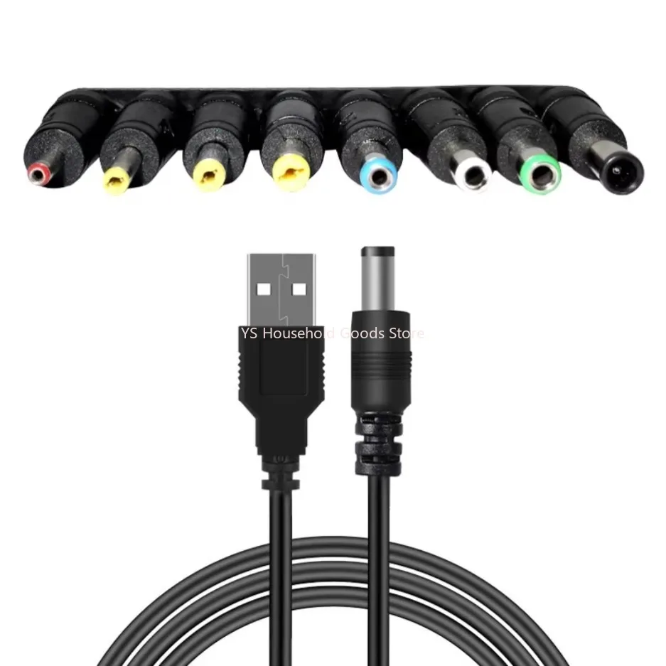 Universal Power Cable USB to DC 5.5 * 2.1mm Jack 5V Charging Cord with 8 Selectable Connector Tips for CCTV Cameras TV Box gallery 5