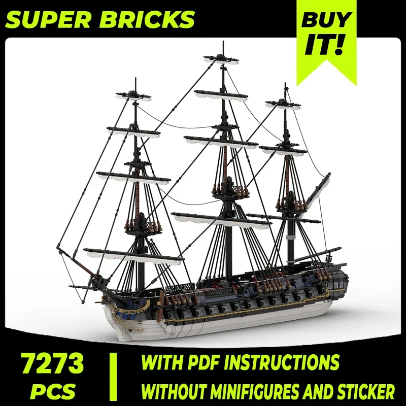 Military Ship Model Moc Building Bricks French 44-gun Frigate Technology Modular Blocks Gifts Christmas Toys DIY Sets Assembly