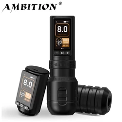 Ambition Torden Max Drahtlose Tattoo-Maschine, gerader Stab, bürstenloser Motor, Stifthub, 4,0 + 3,5 mm Akku, 2400 mAh, Touch-Farbbildschirm