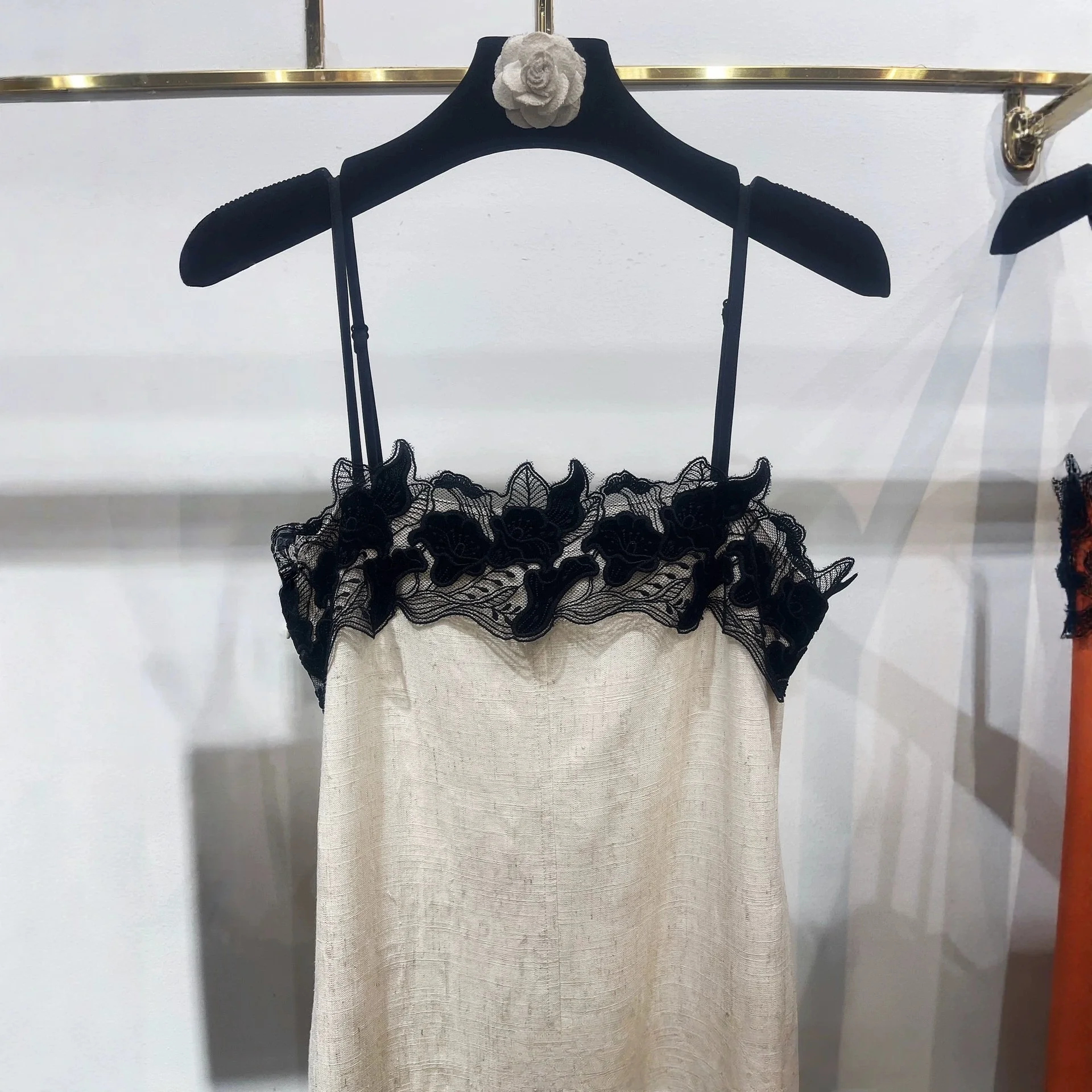 Women's Summer Lace Color Contrast Slip Long Dress