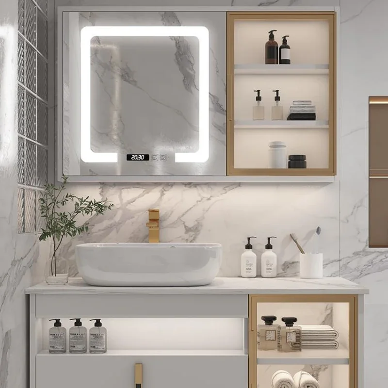 Mirrors Double Washbasin Cabinet Drawer Bathroom Multipurpose Wc Luxury Open Cabinets Filing Locker meuble de salle de bain