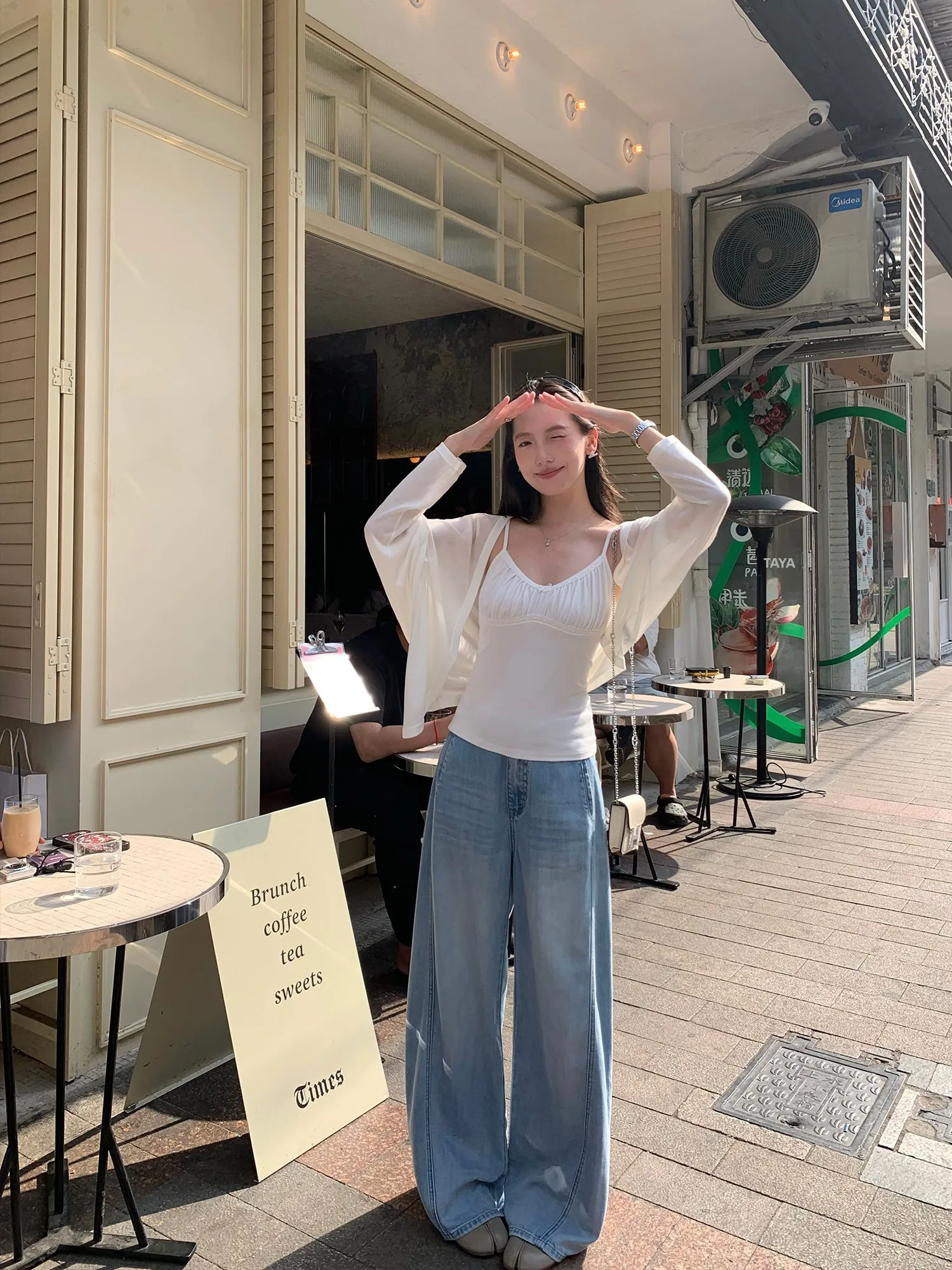 Pusumede Loose Wide Leg Jeans Women's Draped Slimming Vintage Casual Straight Floor-Length Pants Ideal Pant Type