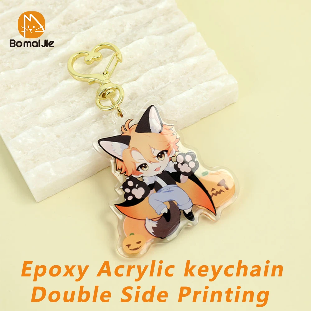 Aangepaste sleutelhanger acryl hart magneet hanger aangepaste anime charmes hologram duidelijk gepersonaliseerde sleutelhanger tas accessoires cadeau