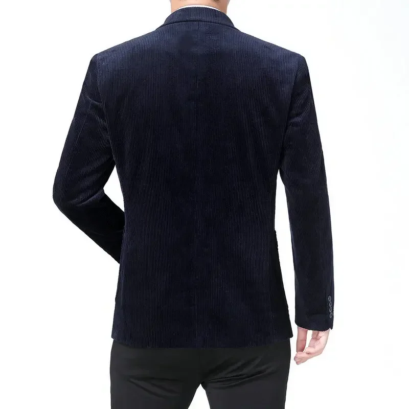 Blazer masculino elegante jaqueta de veludo para primavera e outono azul marinho camelo e marrom escuro roupas diárias 2023