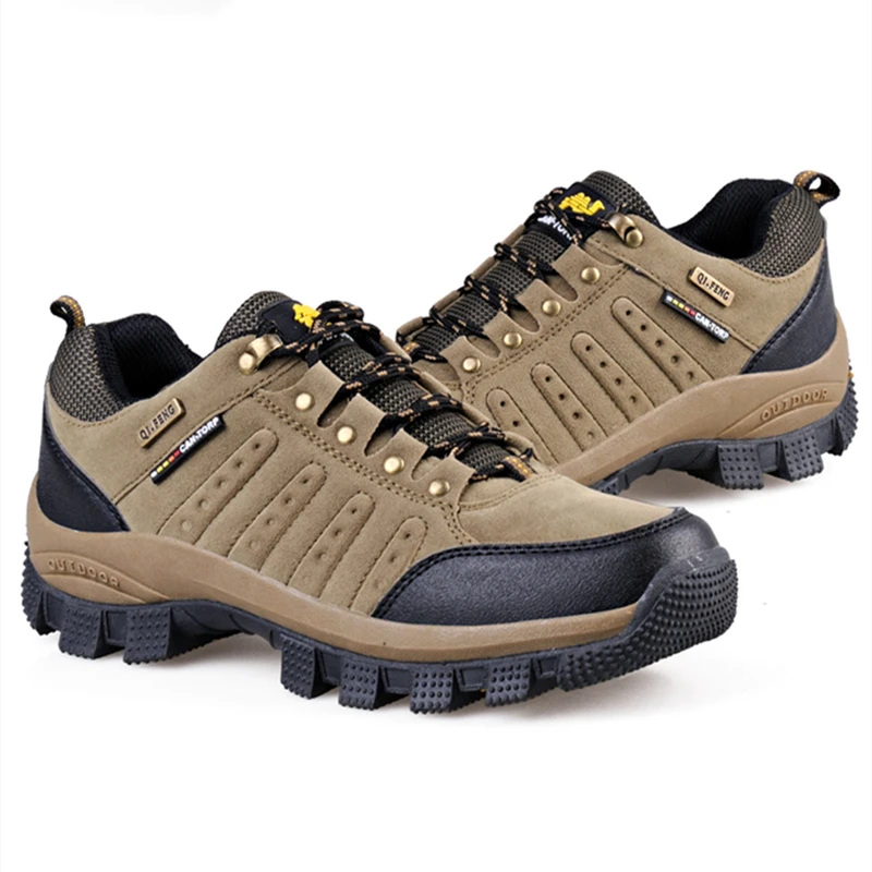 Hiking Shoes Non Slip Mountain Sneakers Winter Lace Up Retro Leather Shoe Sport Outdoor Trail Off-Road Trek Men Women Footwear