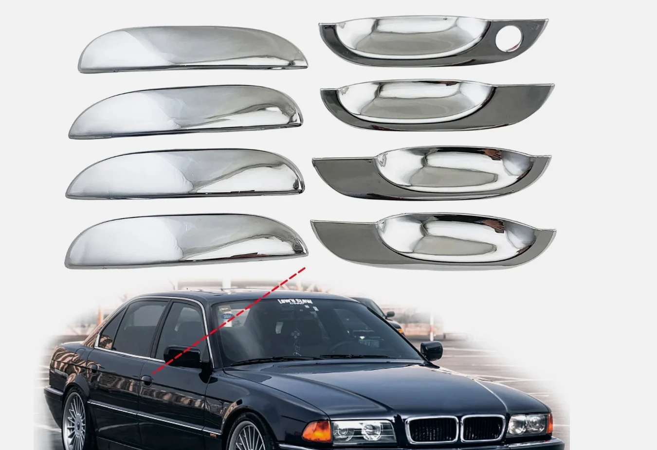 Car Decoration Door Handle Cover Chrome Trim For BMW E38 E39 5 7 Serie 1995-2003