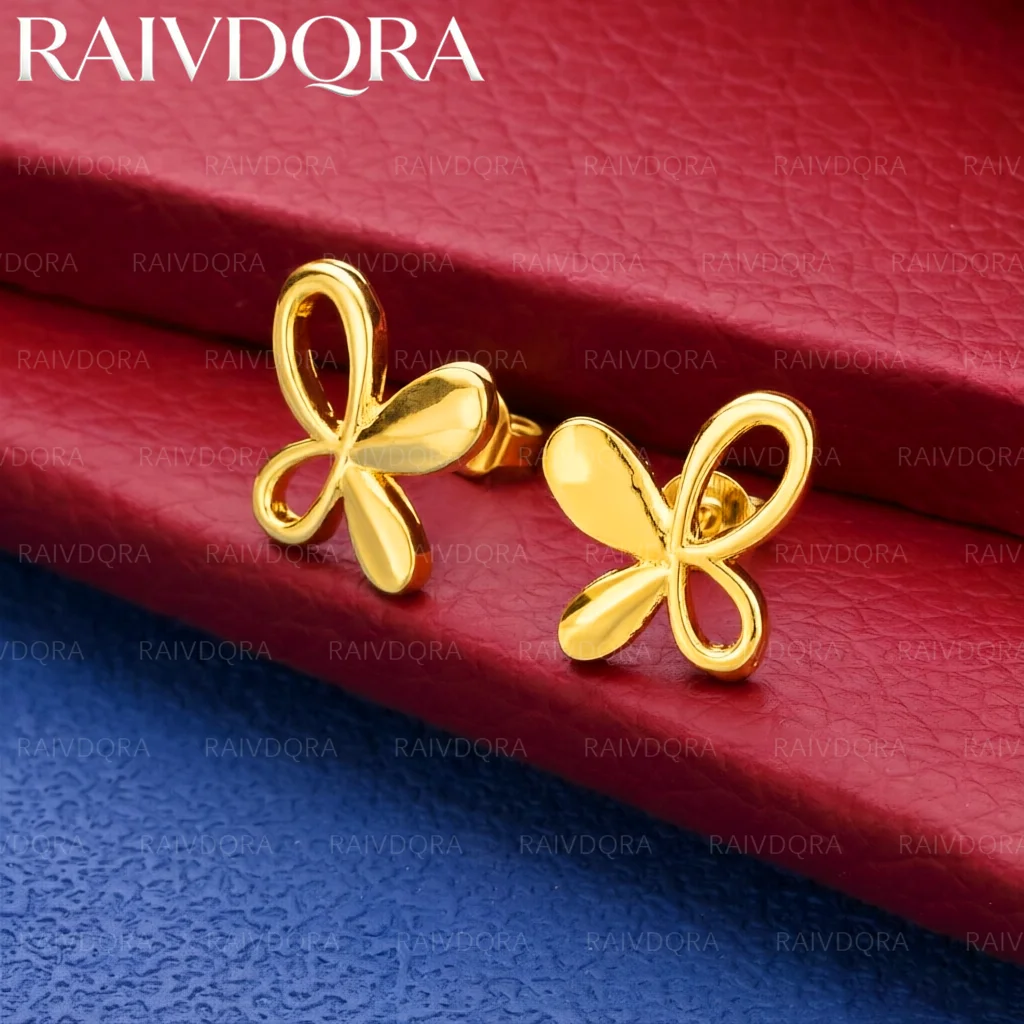 18K Gold Plated Butterfly Stud Earrings For Women Fashion Jewelry Lively Charm Grace Party Wedding Accessories