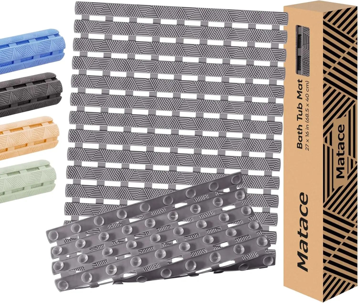 

Non Slip Bathtub Mat, 27x16 Inch, 180 Suction Cups, Soft Textured, Fast Drain & Quick Dry, Dark Gray
