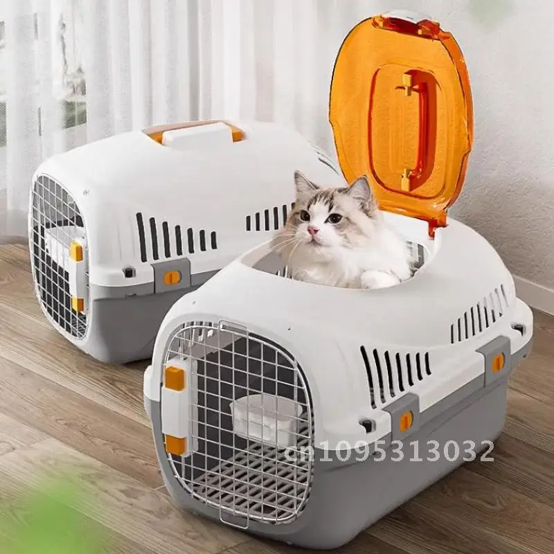 Portable pet travel airline breathable Simple style pet car box cage Multifunctional cat box pet and cage Ventilated transport