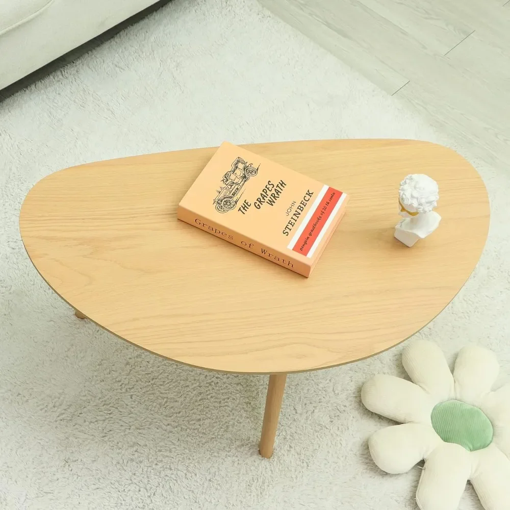 Meja kopi Oval kecil, pertengahan abad Modern untuk pusat ruang tamu minimalis Display meja kopi furnitur rumah kayu alam Kafe