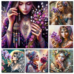 Full Diamond Painting Flower Woman Beautiful Tattoo DIY Fantasy Girl Portrait Diamond Mosaic Craft Kit Home Decor Handmade Gift