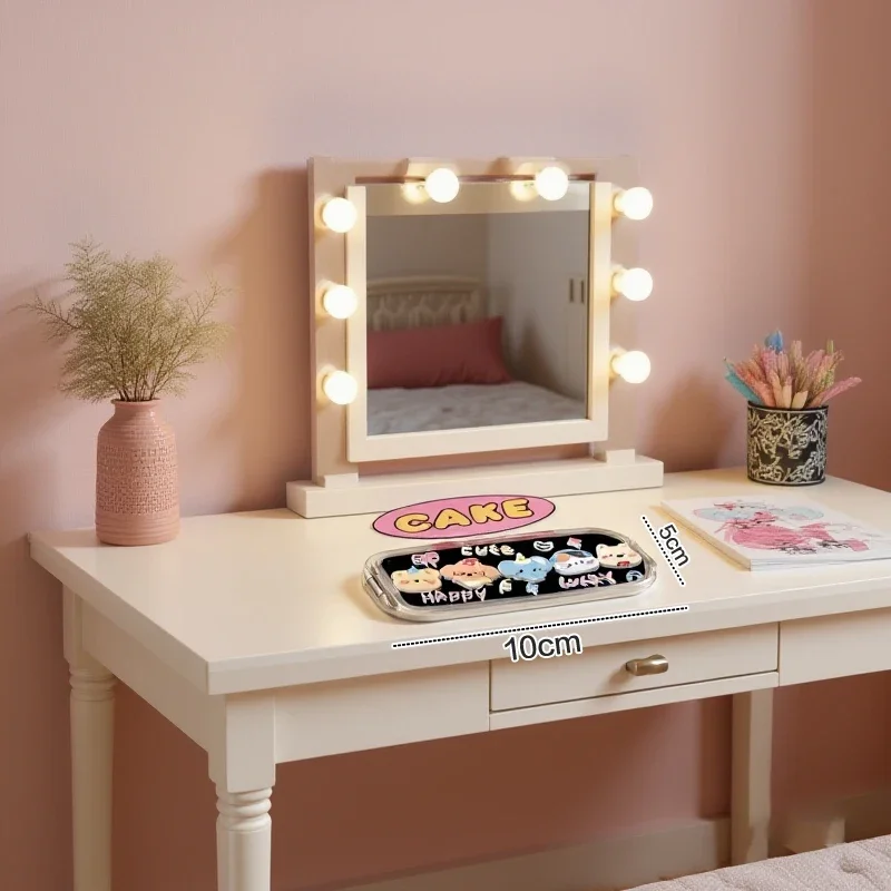 Cute Cartoon Cat & Dog Stick-On Makeup Mirror Phone Holder - Dual-Position Foldable Stand, Mobile Phone Accessories