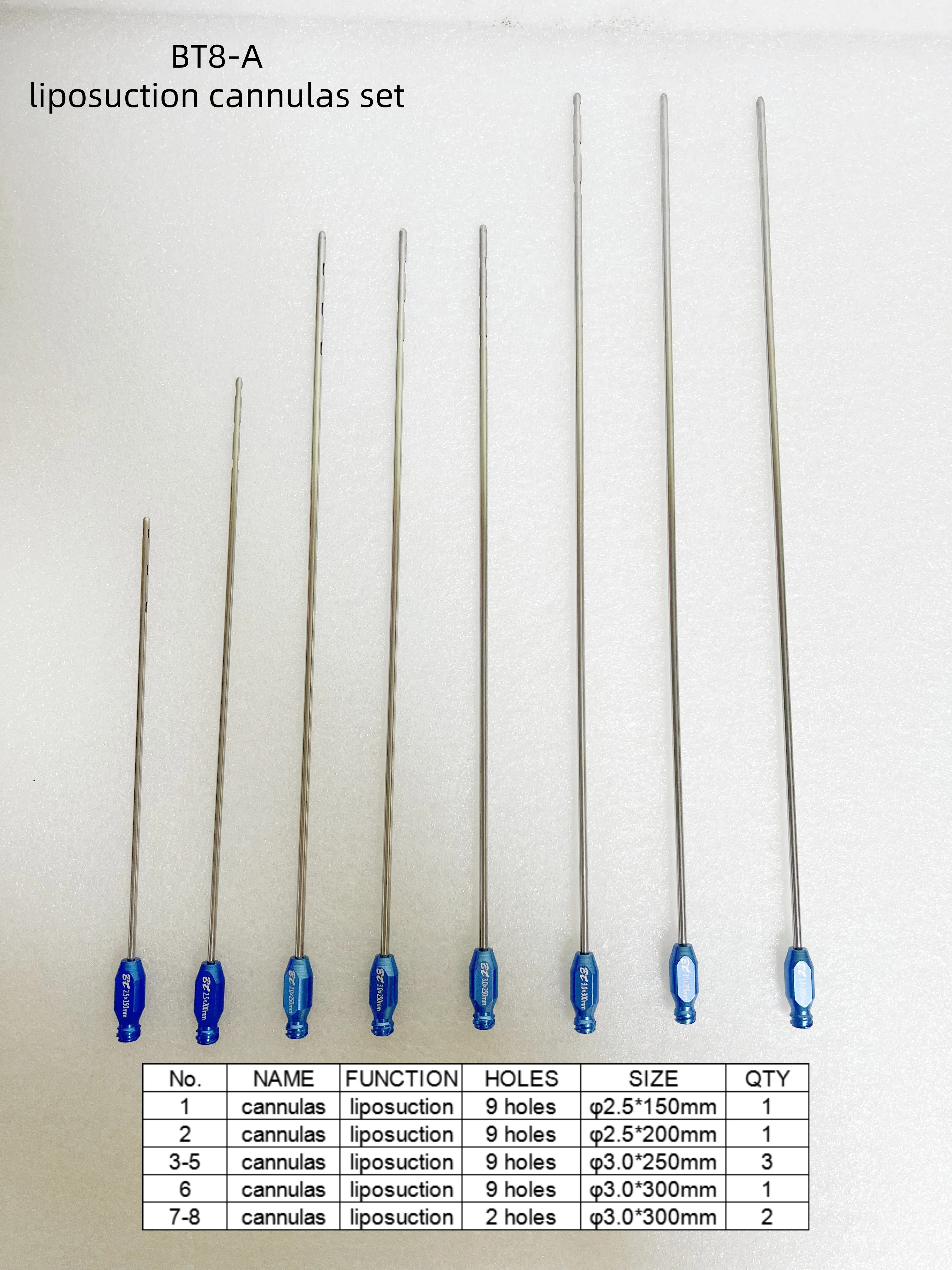 مجموعة قنية شفط الدهون لزراعة الدهون من Baitang مكونة من 9 فتحات وفتحتين متعددة وفتحتين #6