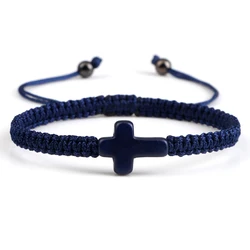 Hand Woven Jesus Cross Bracelet For Men Women Red Black Thread Braided Lucky Bracelet Fashion Couple Bracelet Friendship Jewelry