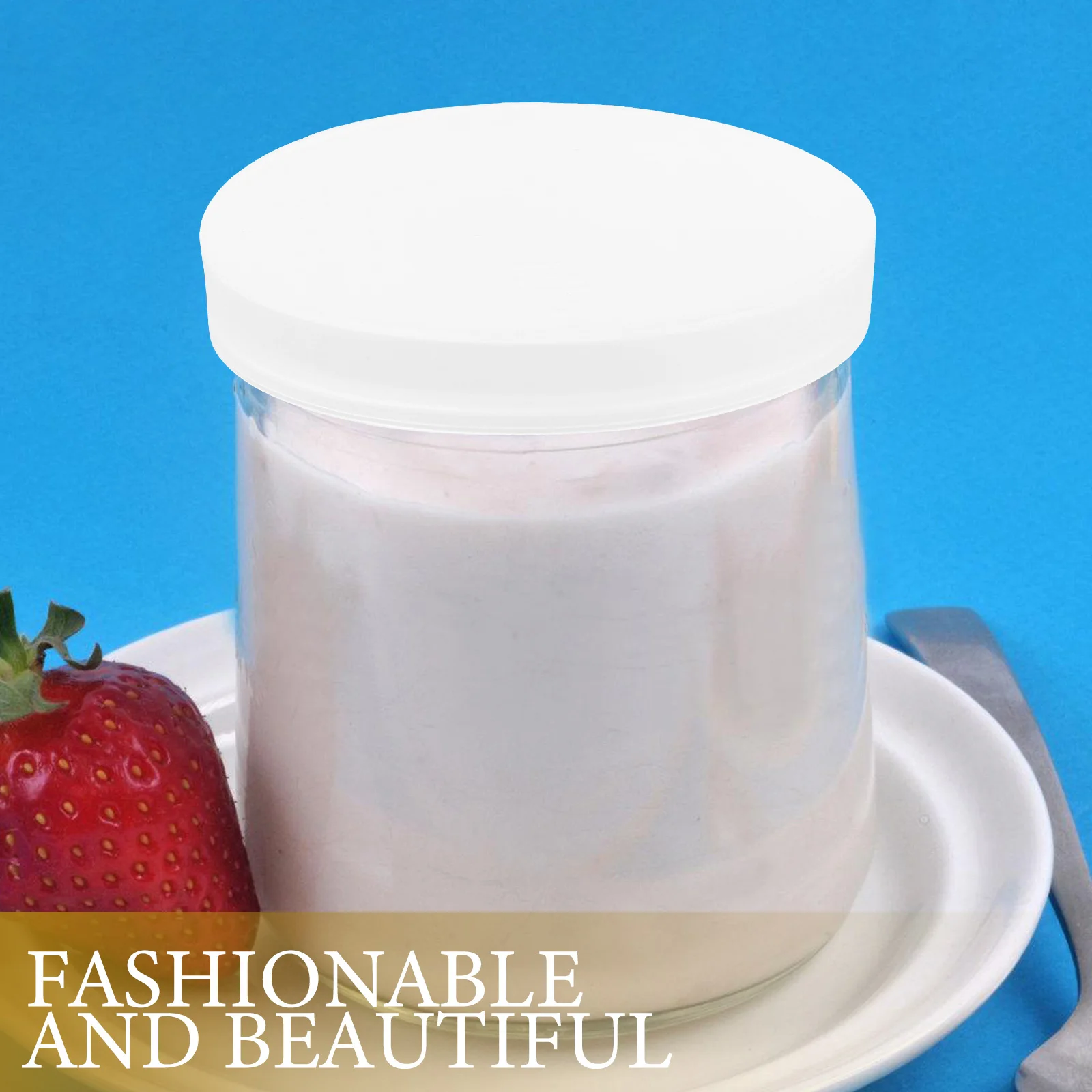 

50Pcs 60Mm Yogurt Jar Lids with Straw Hole Reusable Bpa Free Plastic Secure Fit for Glass Bottles Pudding Jars Multi Use Kitchen