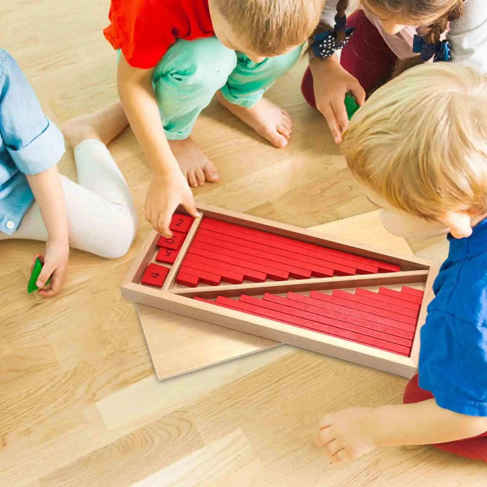 Montessori Wiskunde Numerieke Staven En Tegels Set Met Opbergblad Voor Kinderen