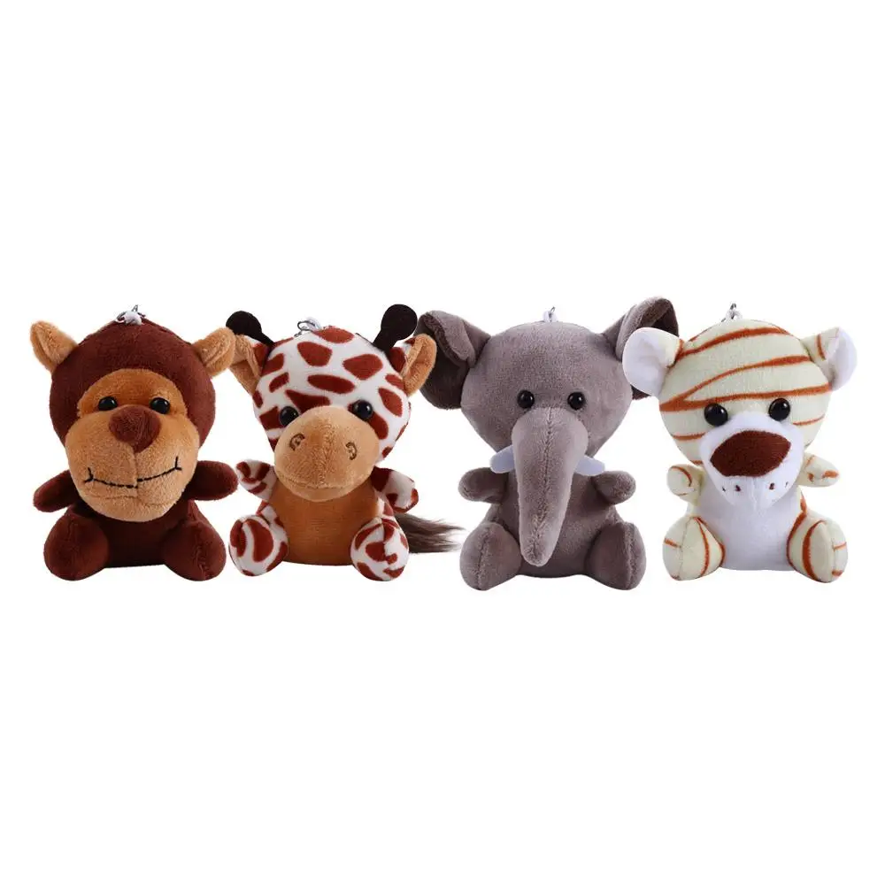 10cm hermano de la selva pequeño colgante elefante Tigre Animal de peluche llavero de peluche juguete de peluche llavero de muñeco de peluche