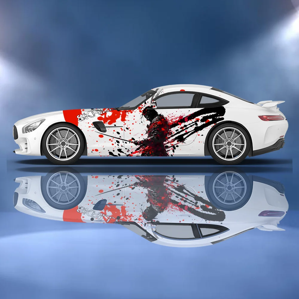 

Автомобильные виниловые наклейки Samurai Blood Splash, самоклеящаяся наклейка из ПВХ с защитой от царапин, подходит для грузовиков, внедорожников, декора, автоаксессуары