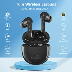 Paramita-Auscultadores Sem Fio Bluetooth, Auscultadores Impermeáveis Esporte, Chamada Redução de Ruído Fones De Ouvido, Modo EQ, BT5.2