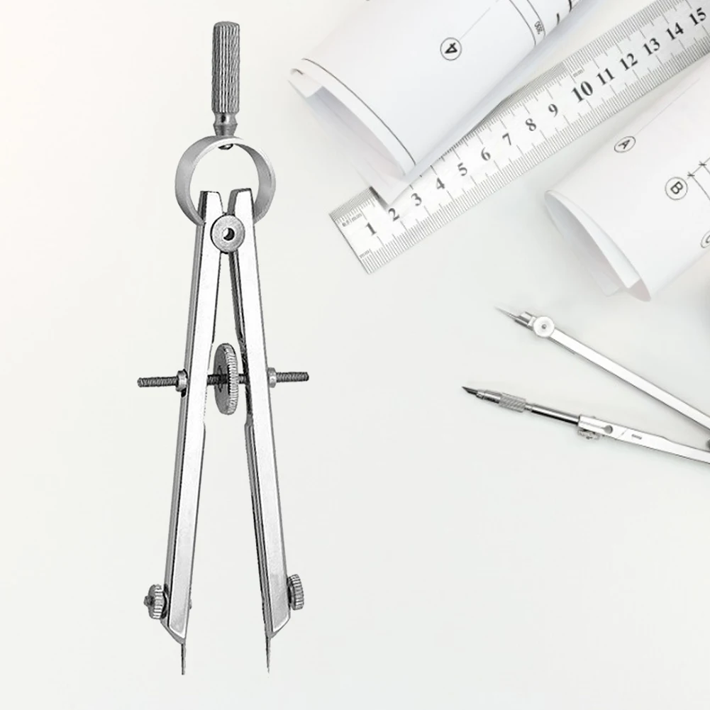 Spring Protractior Compasses Multi-function Leather Engineering Compasses Math Geometry Set with Lock Drawing Tools