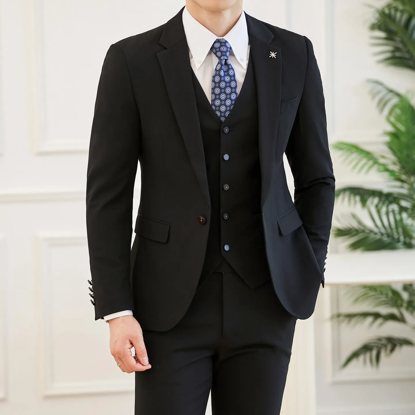 High Quality Elegant Single-Breasted Men Suit Fashion ltalian Style Slim High-end Business Groom Wedding Party Tuxedo 3/2 Pieces