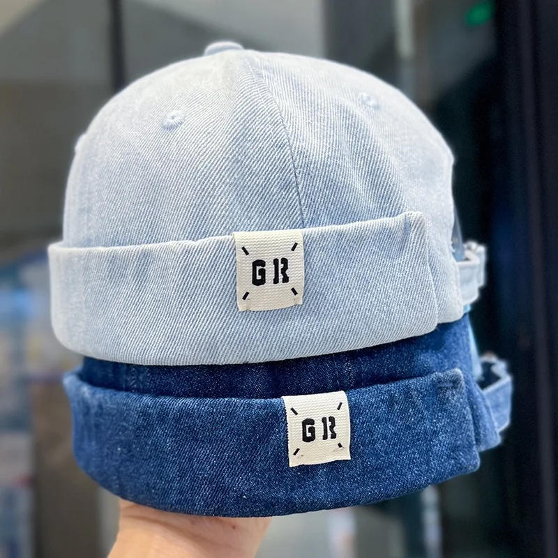 Japanischer Hut aus gewaschenem Denim mit Melonenhaut und verstellbarem Hip-Hop-Yuppie-Hut für Männer und Frauen, hundert französischer Matrosenhut im Straßenstil
