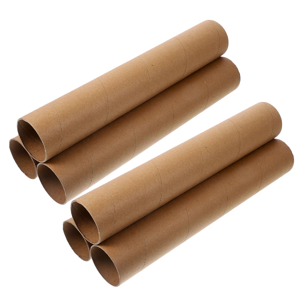 6pcs Paper Tubes Cardboard Craft Brown Scrapbooking Projects Diy Decorations Holiday Bulk Sturdy Natural Color Painting