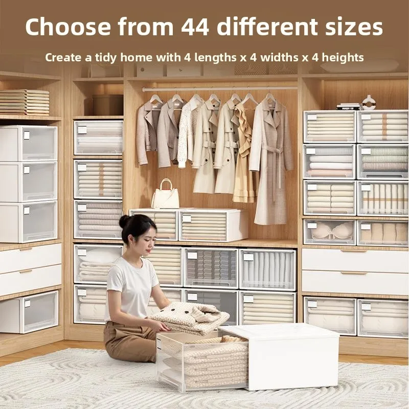 Transparent Plastic Drawers Style Storage Box Clothes Organizer Home Use Wardrobe Underwear Storage Box Japanese Style