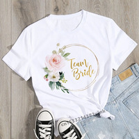 Team Bride Future Mariee Bride Wedding Party Women Evjf Tee Shirt Casual Ladies Basic O-collar White Short Sleeved T-shirt Girl