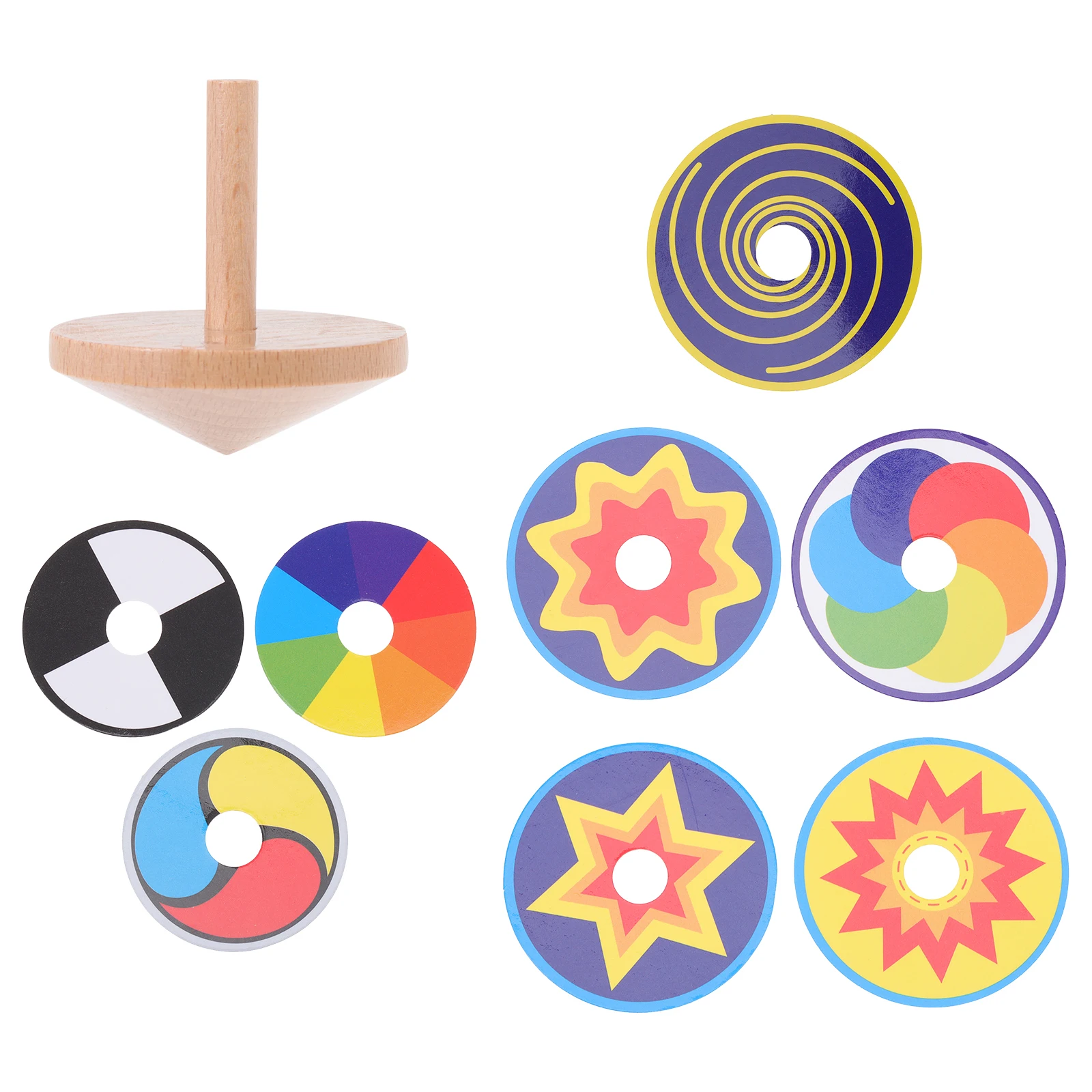 

1Set Wooden Spinning Top Colorful Cardboard DIY Kids Hand Gyroscope Fun Game for Birthday Party Favor Gift Wooden Tops