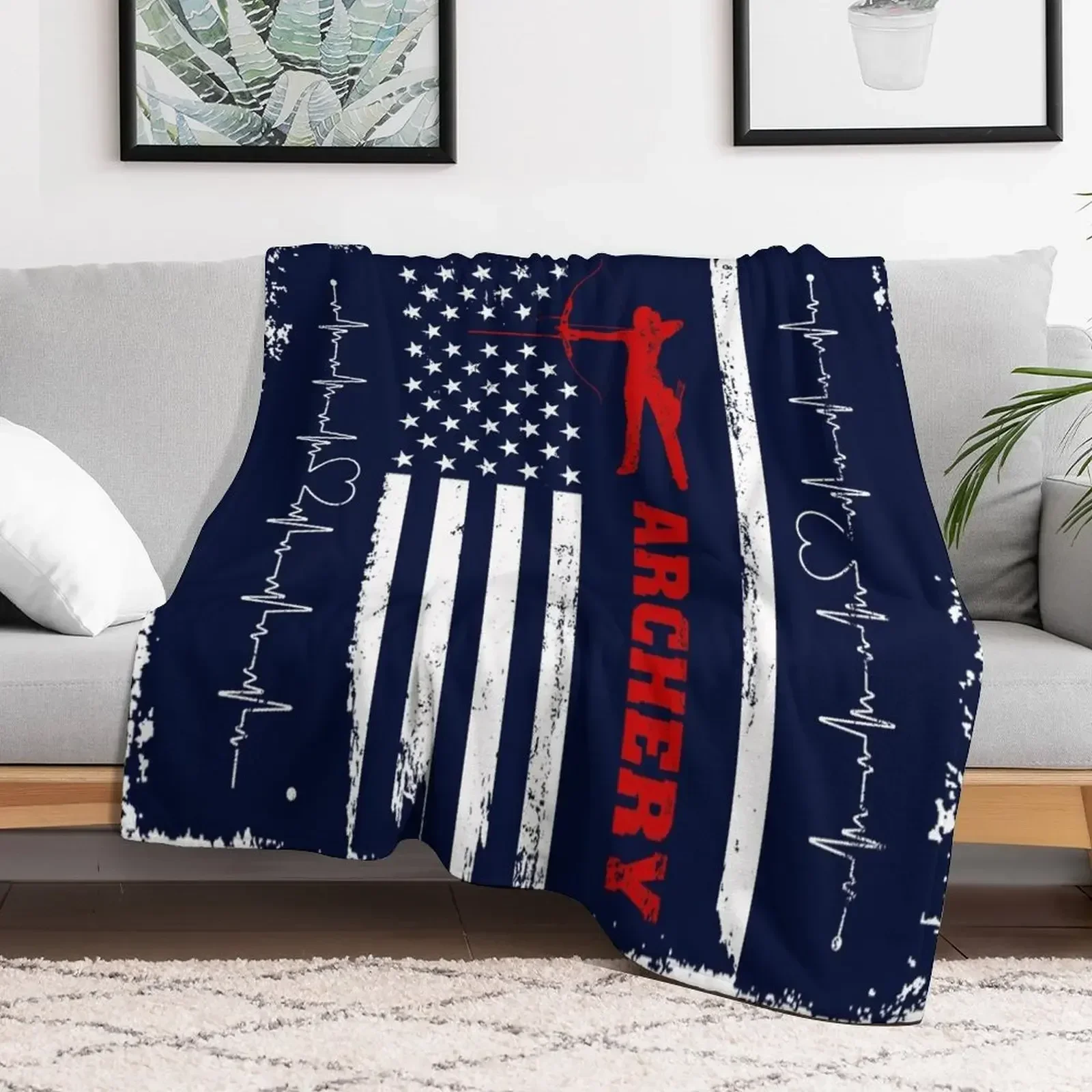 Archery America Flag Throw Blanket warm for winter Moving Blankets Sofas Of Decoration Blankets