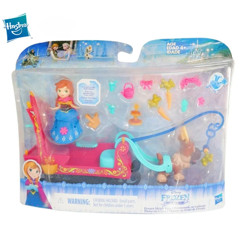 

Genuine Anime Disney Princess Action Figure Frozen Ariel Rapunzel Cinderella Snow White Sledding Scene Doll Toy Decoration Gifts