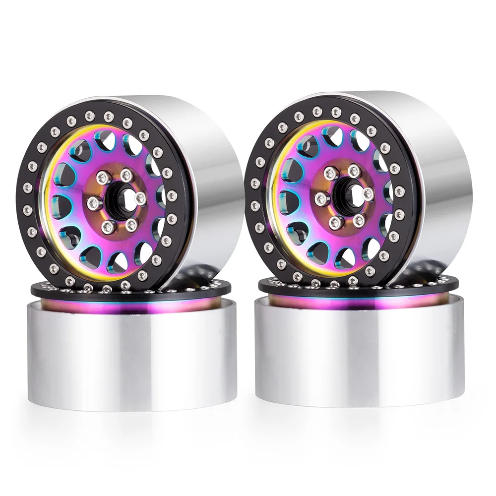 MIBIDAO Aluminum Alloy 4Pcs 2.2 Inch Beadlock Colorful Wheel Rims 35mm for Axial Wraith SCX10 TRX-4 1/10 RC Crawlers Car Parts