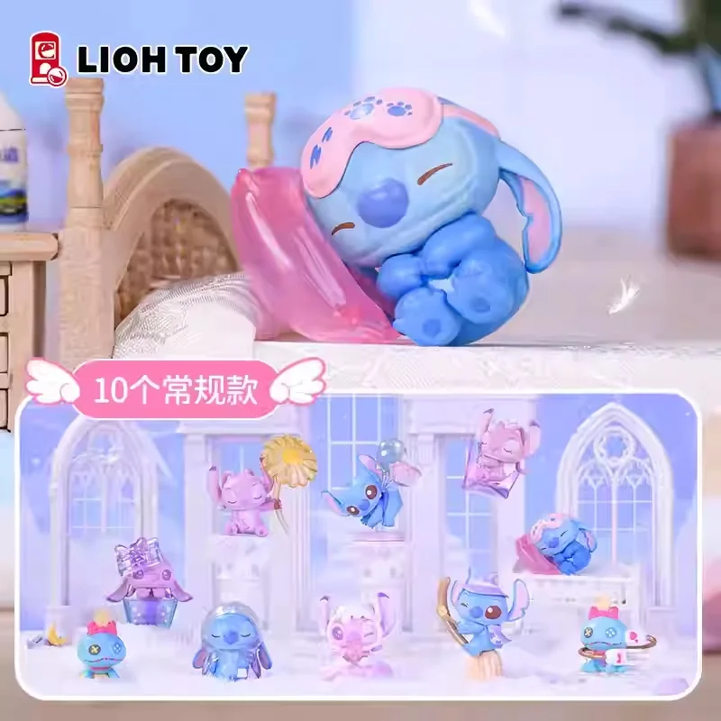 Nova disney stitch aventura série saco cego bonito mini dos desenhos animados modelo de mesa requintado pequeno grão brinquedo surpresa caixa mistério presente