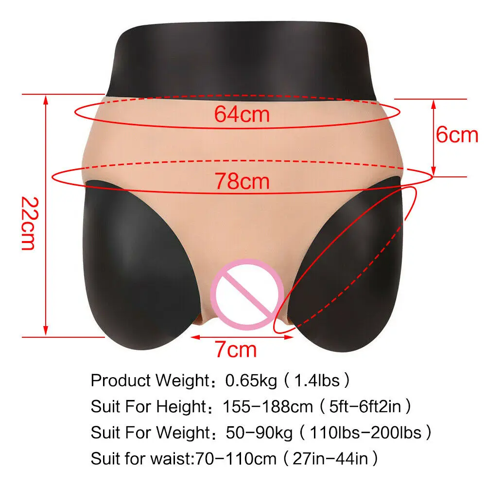 EYUNG Men\'s Underwear Silicone Fake Vagina Underwear Panties Insertable Build-in Tube Vagina Boxer Briefs Crossdresser Shemale