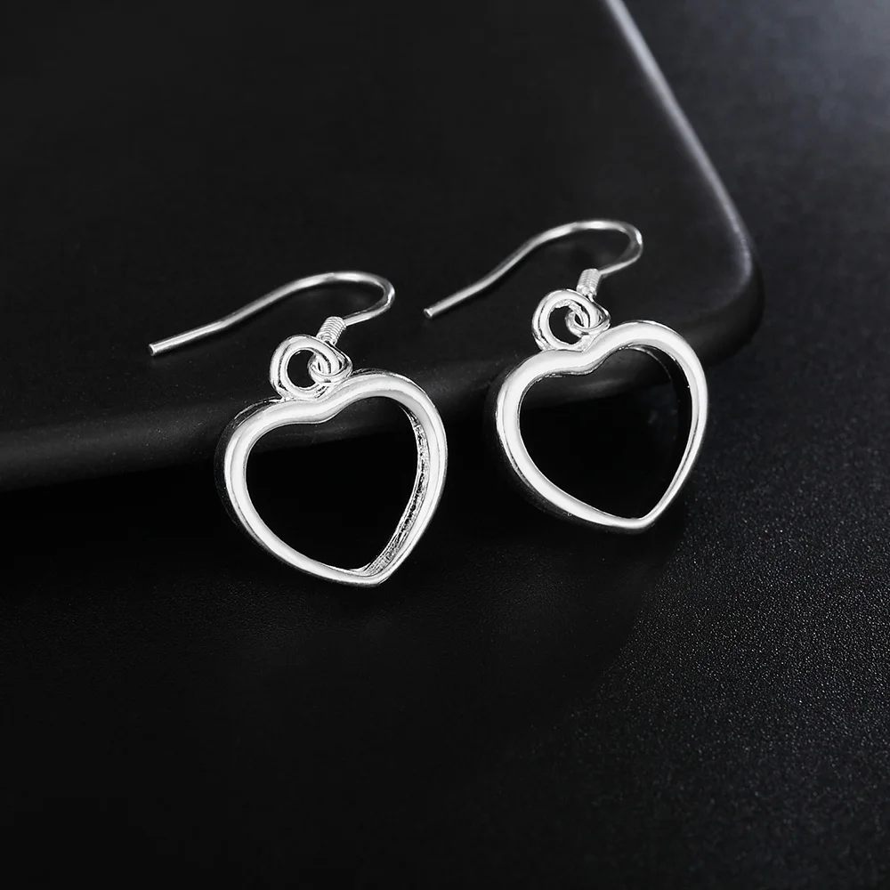 925 Sterling Silver charm Hollow Heart Earrings for Women Luxury Fashion Party Wedding Accessories Jewelry Christmas Gifts