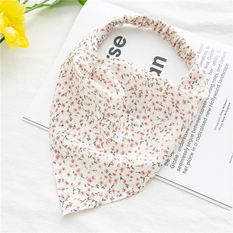 2022 Summer Vintage Print Flower Beach Bandana Hair Scarf Fashion Elastic Rubber Headbands for Women Girl Hair Accessories