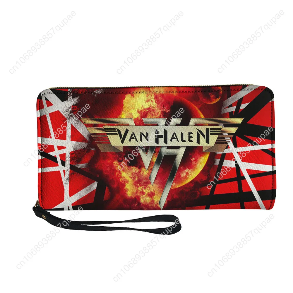 Van Evh 5150 Stripes Halen Rock Band Custom Wallet Purse Mens Womens Zipper Long Wallets Double Print  Portable Wallet Gift Bag