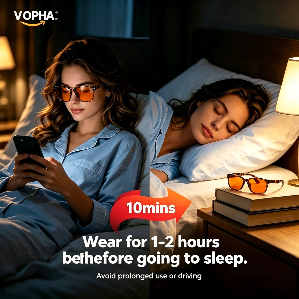 Sleep Glasses with Blue Green Light Blocking, Red Light Lens for Computer Gaming, Screen Fatigue & UV Protection S70 - view 4