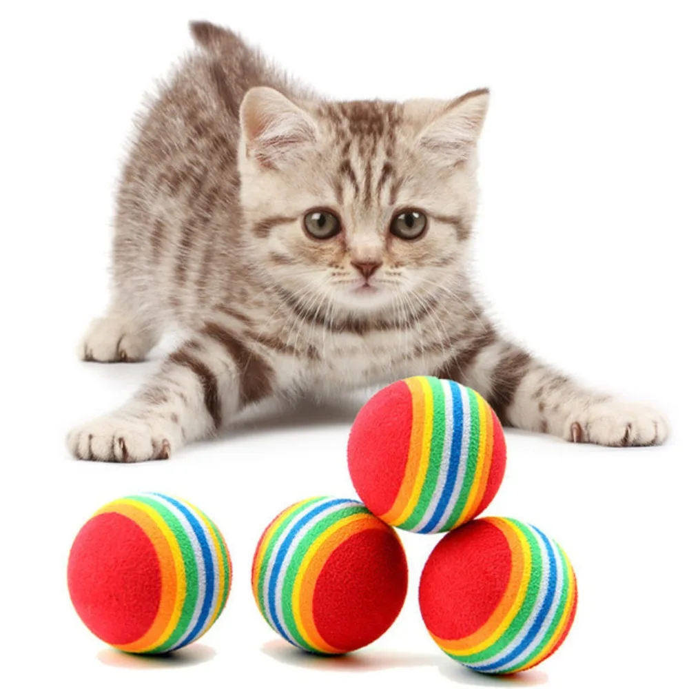

4Pcs Colorful Cat Toy Ball Interactive Cat Toys Play Chewing Rattle Scratch Natural Foam Ball Training Pet Supplies
