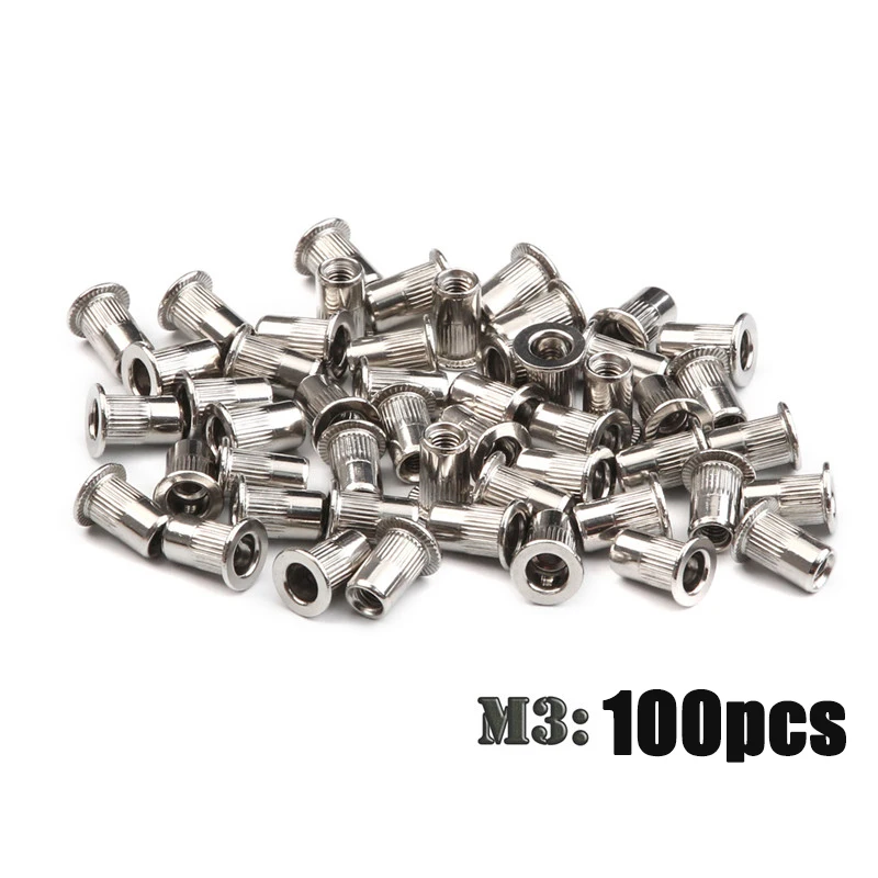 Imagem -05 - Flat Head Rivet Nuts Grupo Insert Reveting Multi Tamanho 100 Pcs m3 m4 m5 m6 Aço Inoxidável