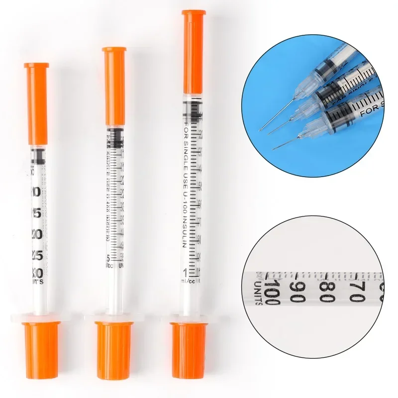 

CE100pcs/BOX Micro U40 Disposable InsulinCap Syringe 0.3ml/1.5ml/1.0ml Aseptic Packaging Experimental Tool