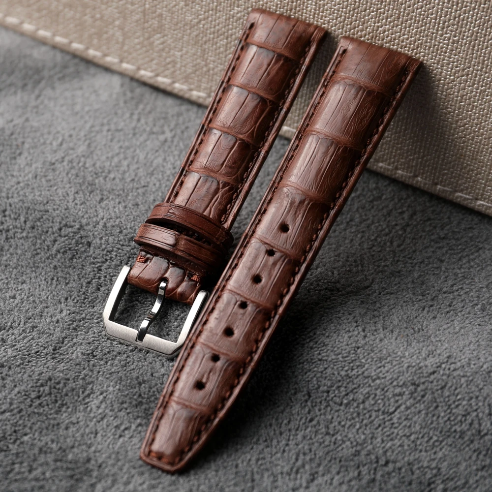 High-end Handmade Crocodile Leather Strap, 20MM 21MM 22MM Brown Black, Genuine Leather Men\'s Bracelet, Vintage Style Watchband