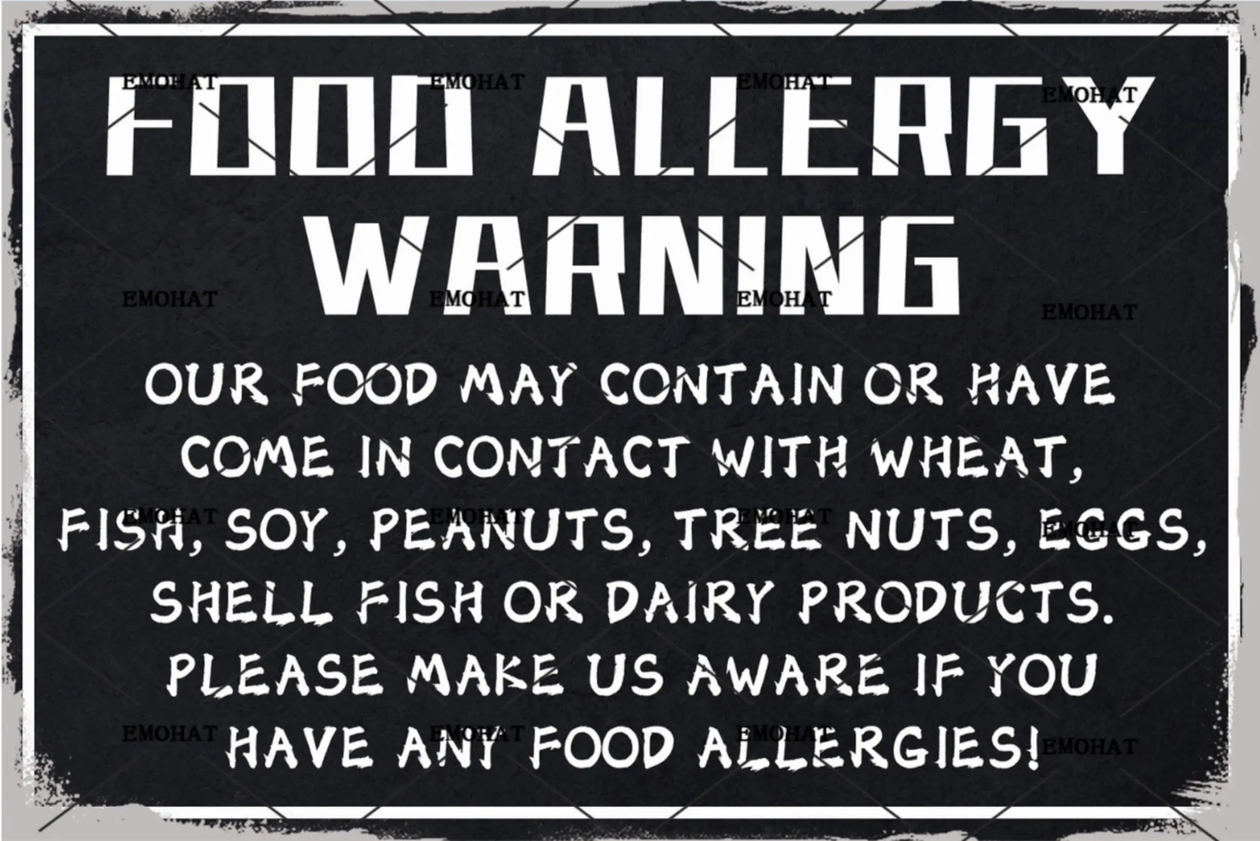 EMOHAT Metal Tin Signs Vintage Style Food Allergy Warning Safety Signs Traffic Road Street Sign Wall Art Plaque Poster Wall Deco
