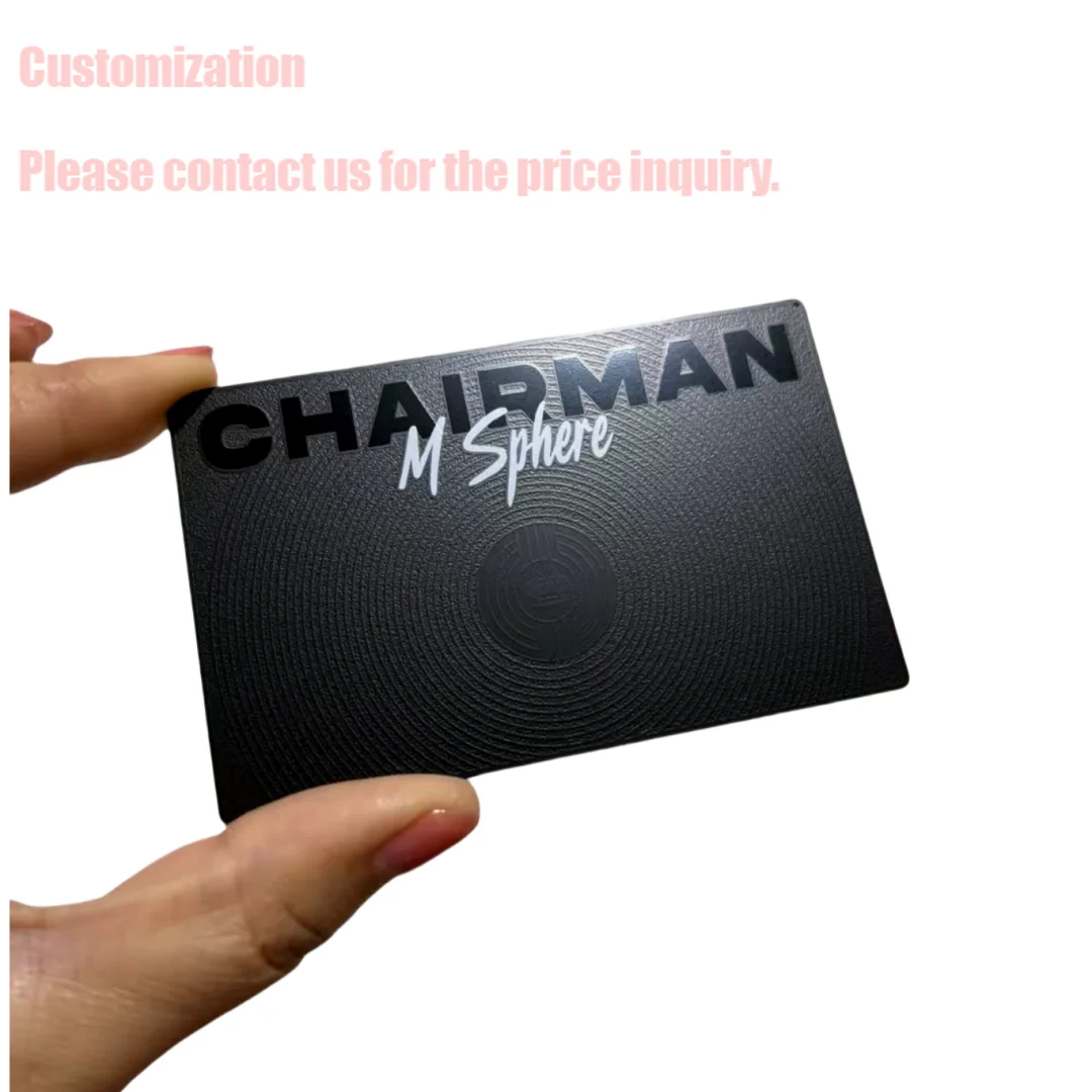 

Customized inquiry Spot Uv Printing Black Matt Steel Business Card Luxury Custom Visit Card