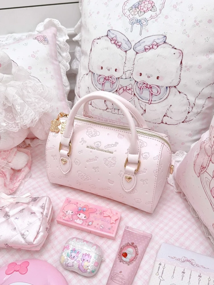 

Original Mikko Cute Girl Basket Bag Boston Bag Cute Kitten And Bunny Tote Bag Handheld Diagonal Commuter Bag Girls Christmas Gif